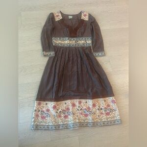 Plenty By Tracy Reese Silk Long Sleeve Dress Wool Floral Embroidered Size 6